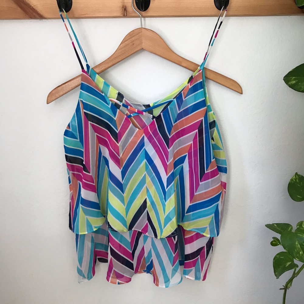 Bright colorful flowy tank top medium